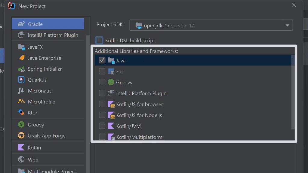 IntelliJ IDEA New Gradle Project dialog