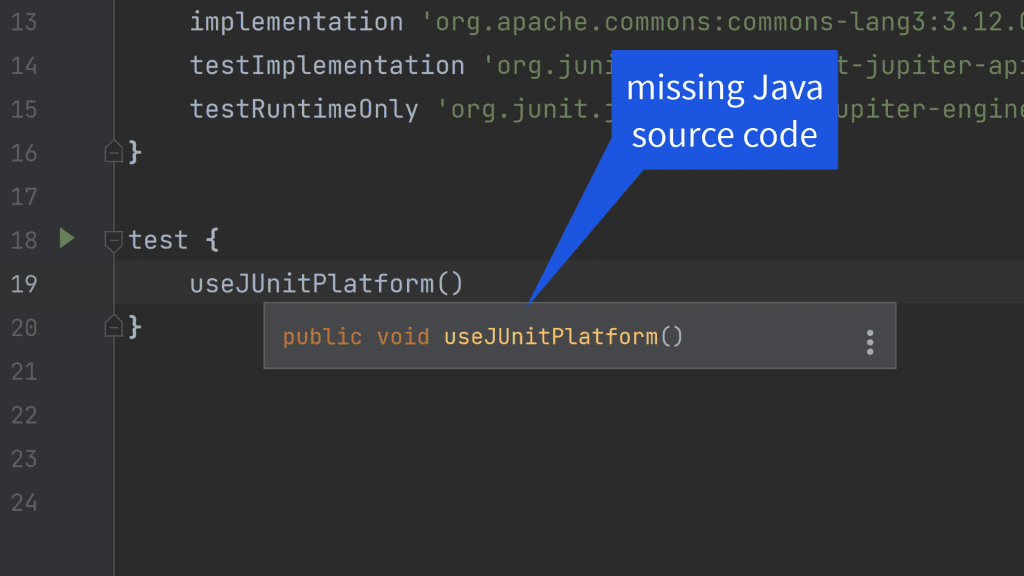 Documentation missing Gradle Java source code