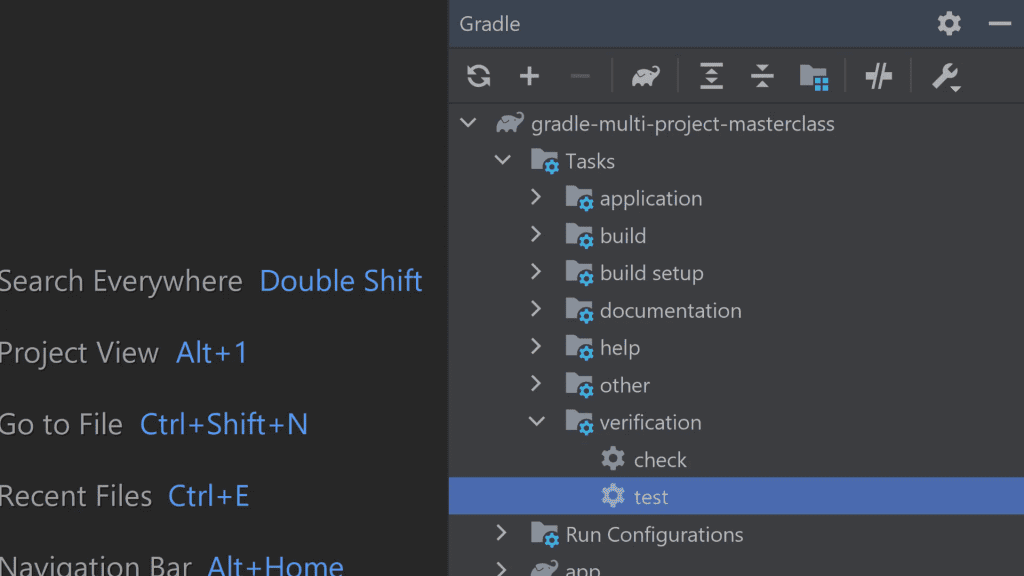 Run test task from Gradle Tool Window
