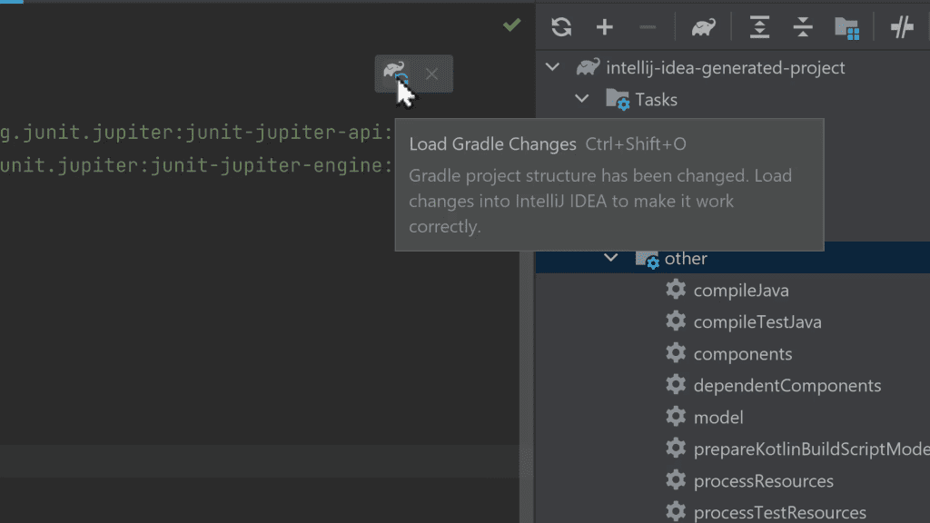 Load Gradle changes button
