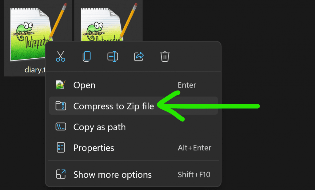 Compress to zip file