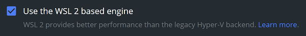 Docker for Windows WSL 2 engine setting