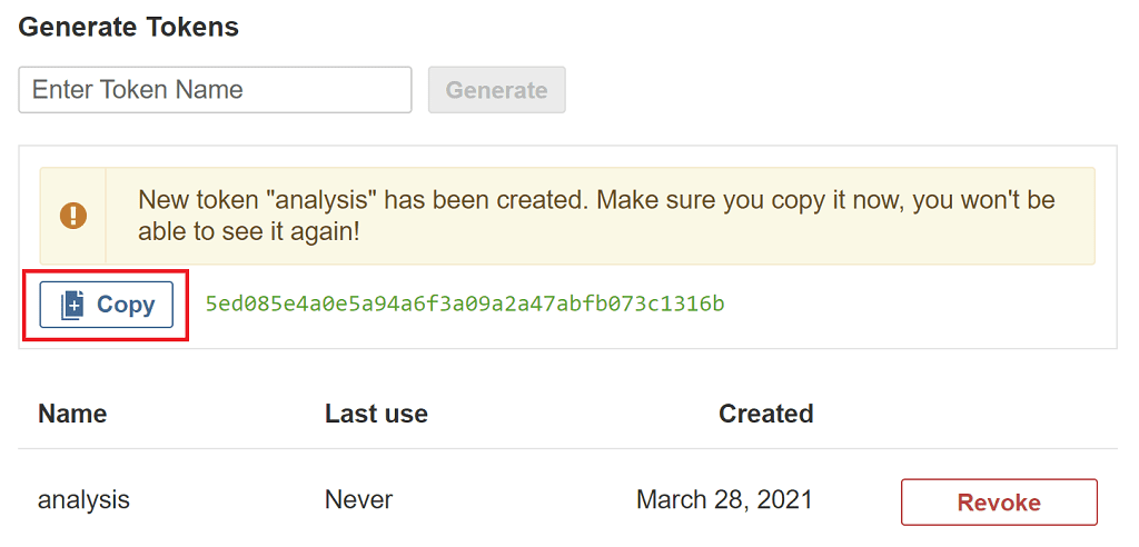 Generate SonarQube security token